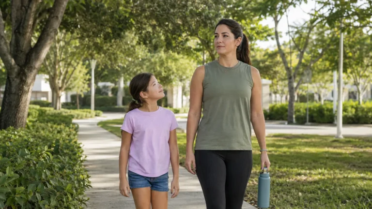 Mother walking with her child while thoughtfully considering becoming a gestational surrogate