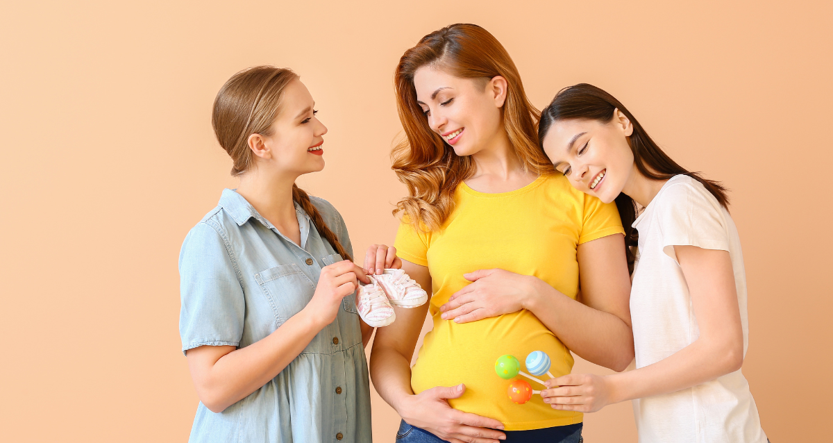 Intended mothers with their surrogate
